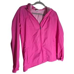 Columbia Womens Pink Lightweight Rain Jacket Large Hooded Windbreaker Zip Up